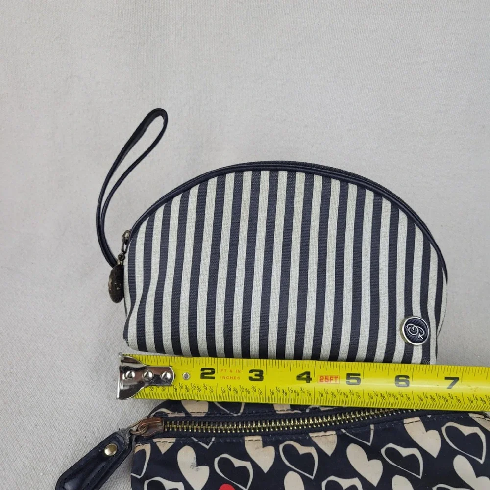 VTG‎ Oscar de la Renta Striped & DVF Heart Cosmetic Bag Bundle Black White Red